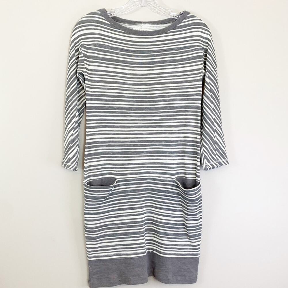 Rag & Bone/Knit Gray and Cream Striped Dress